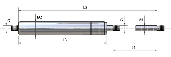 Desen tehnic - Arcuri cu gaz cu filet - inox 316 - FDA