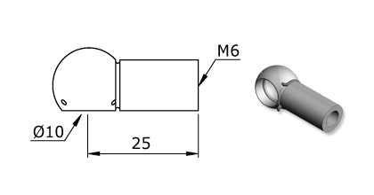 Technical drawing - Endfitting - Ballsocket